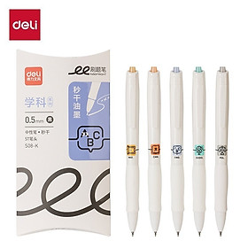 Bút Gel Bút Bi Nước Màu Pastel Phối Nhũ Ngòi 0.5mm Deli - Bút Bi Nước Mực Đều Viết Trơn Tru Văn Phòng Phẩm Cao Cấp - 2 bút Gel Bấm Khô Nhanh
